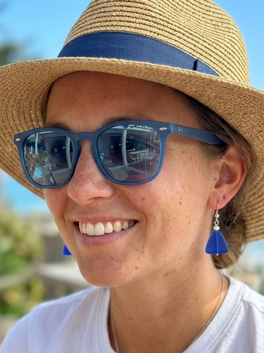 Sterling Silver Royal Blue River Glass Earrings