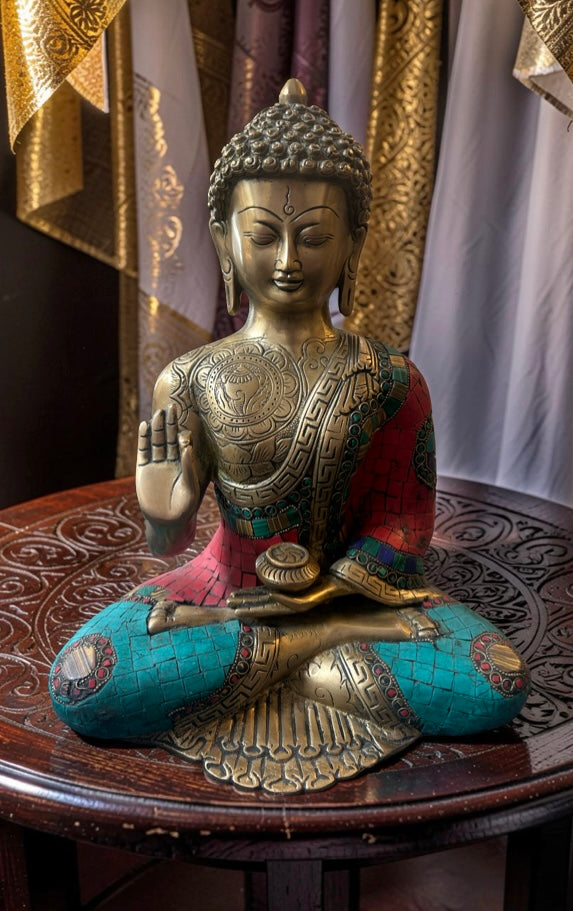 Vitarka Mudra/Teaching Buddha with Alms bowl - SIiver Patina