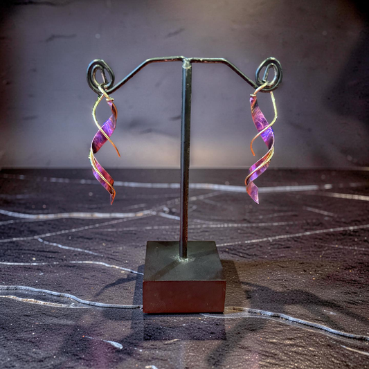 Sterling Silver & Titanium Plated Swirl Earrings - Hot Pink