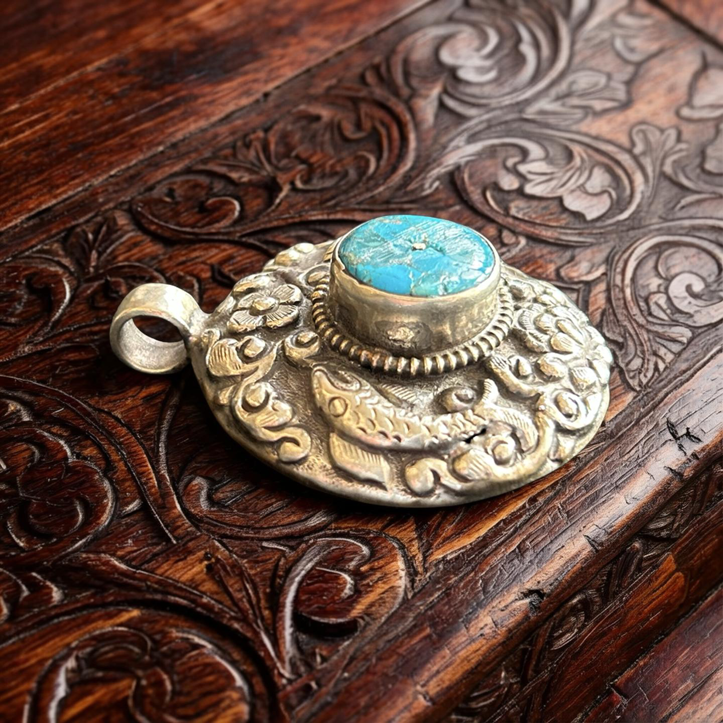 Traditional Nepalese Turquoise Pendant