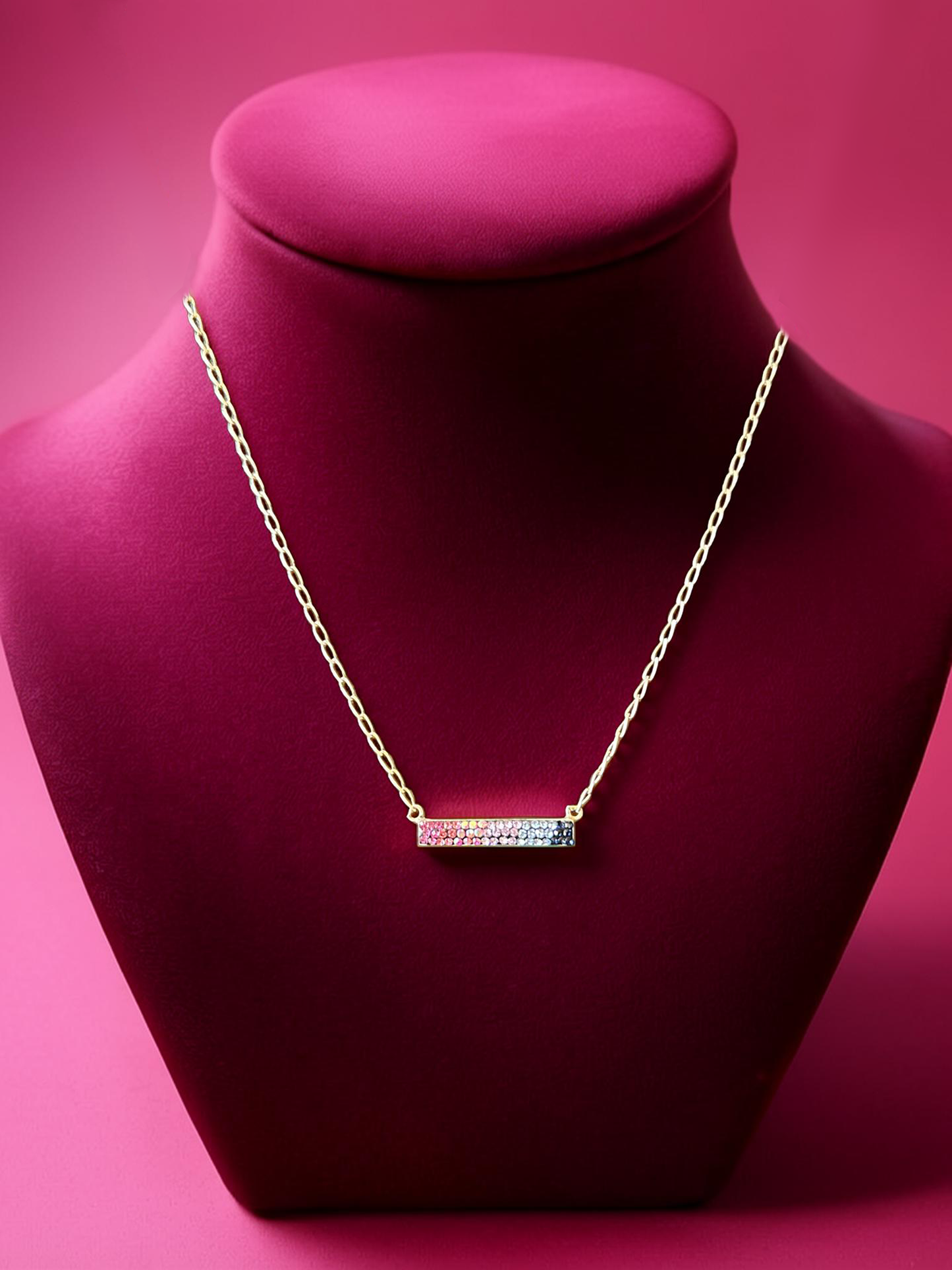 Mosaico Minimalist Pink Crystal Necklace