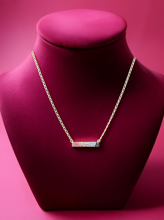 Mosaico Minimalist Pink Crystal Necklace