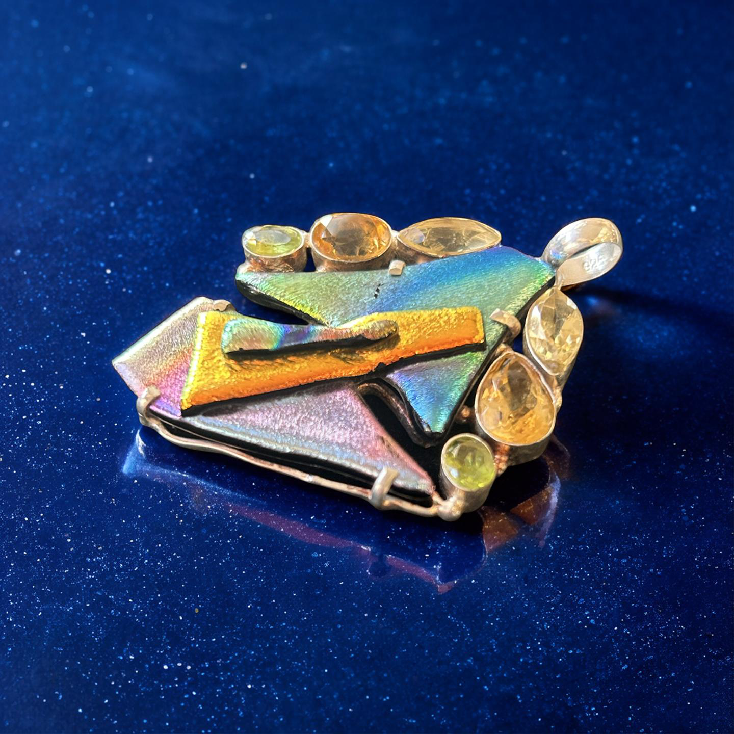 Artistic Geometric Dichroic Glass Pendant