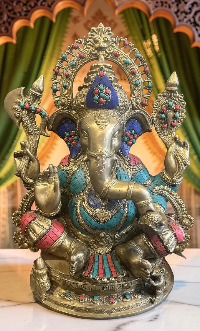 Stone Inlay Ganesh - Style 2