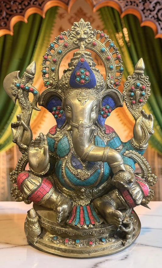 Stone Inlay Ganesh - Style 2