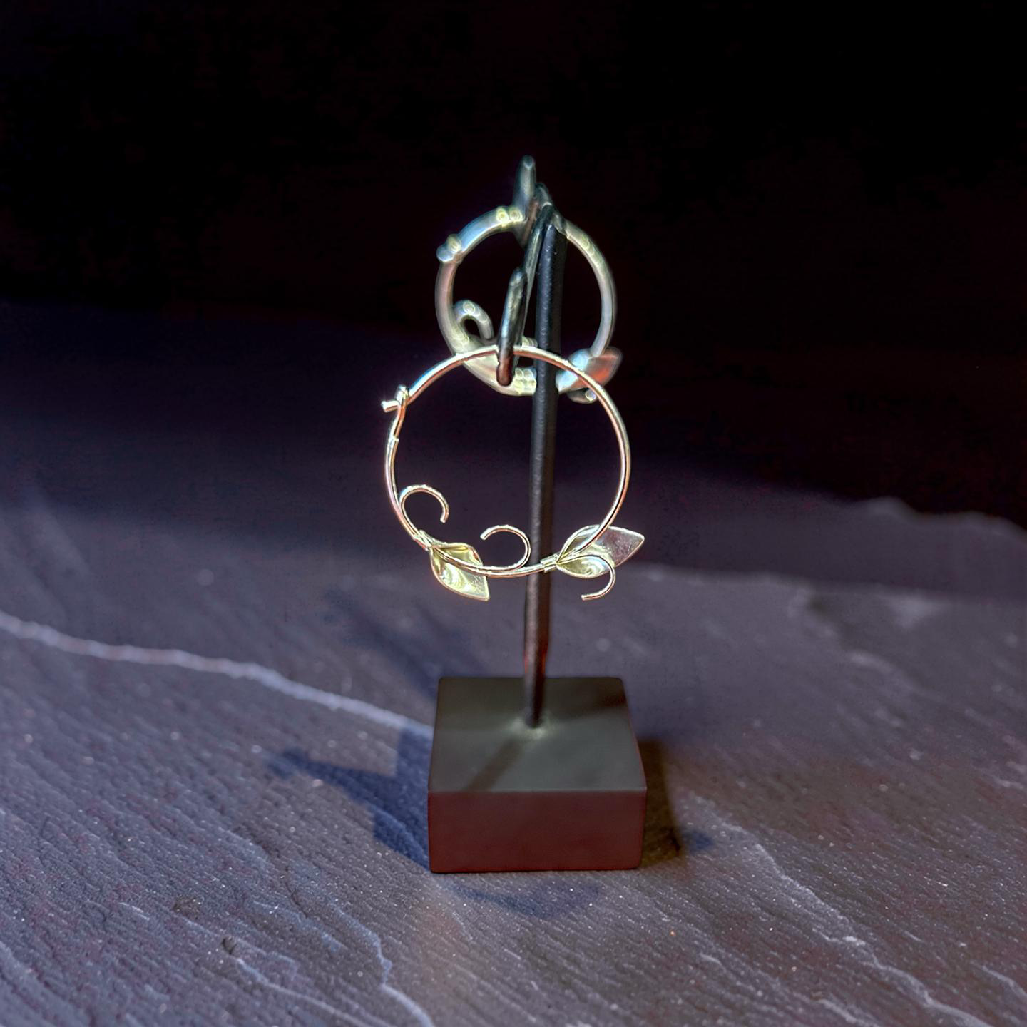 Sterling Silver Leaf Hoop Earrings