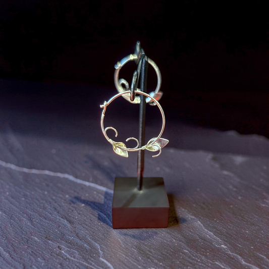 Sterling Silver Leaf Hoop Earrings