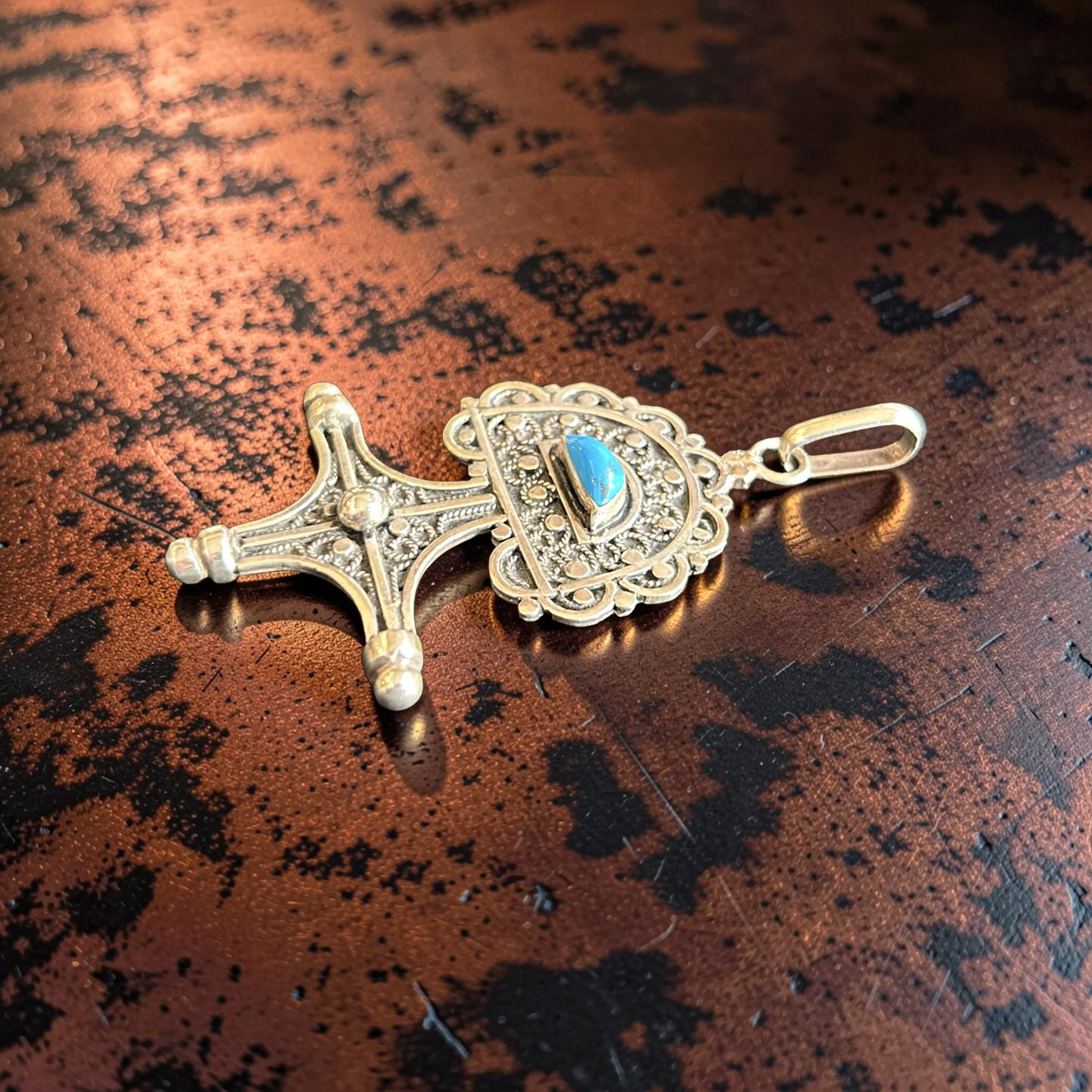 Turquoise Tuareg Cross Pendant