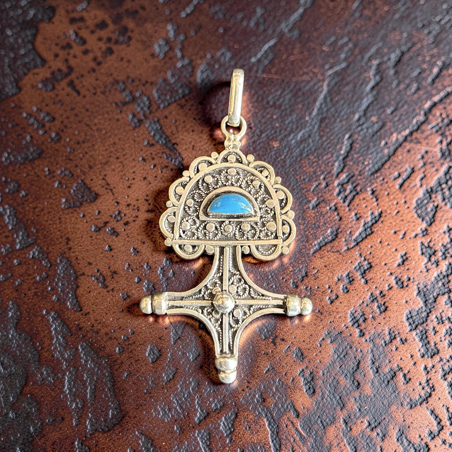 Turquoise Tuareg Cross Pendant