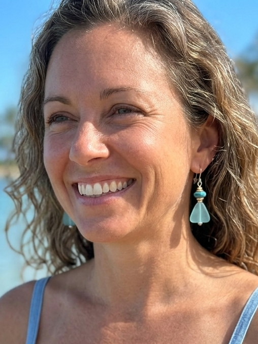 Sterling Silver River Glass Earrings
