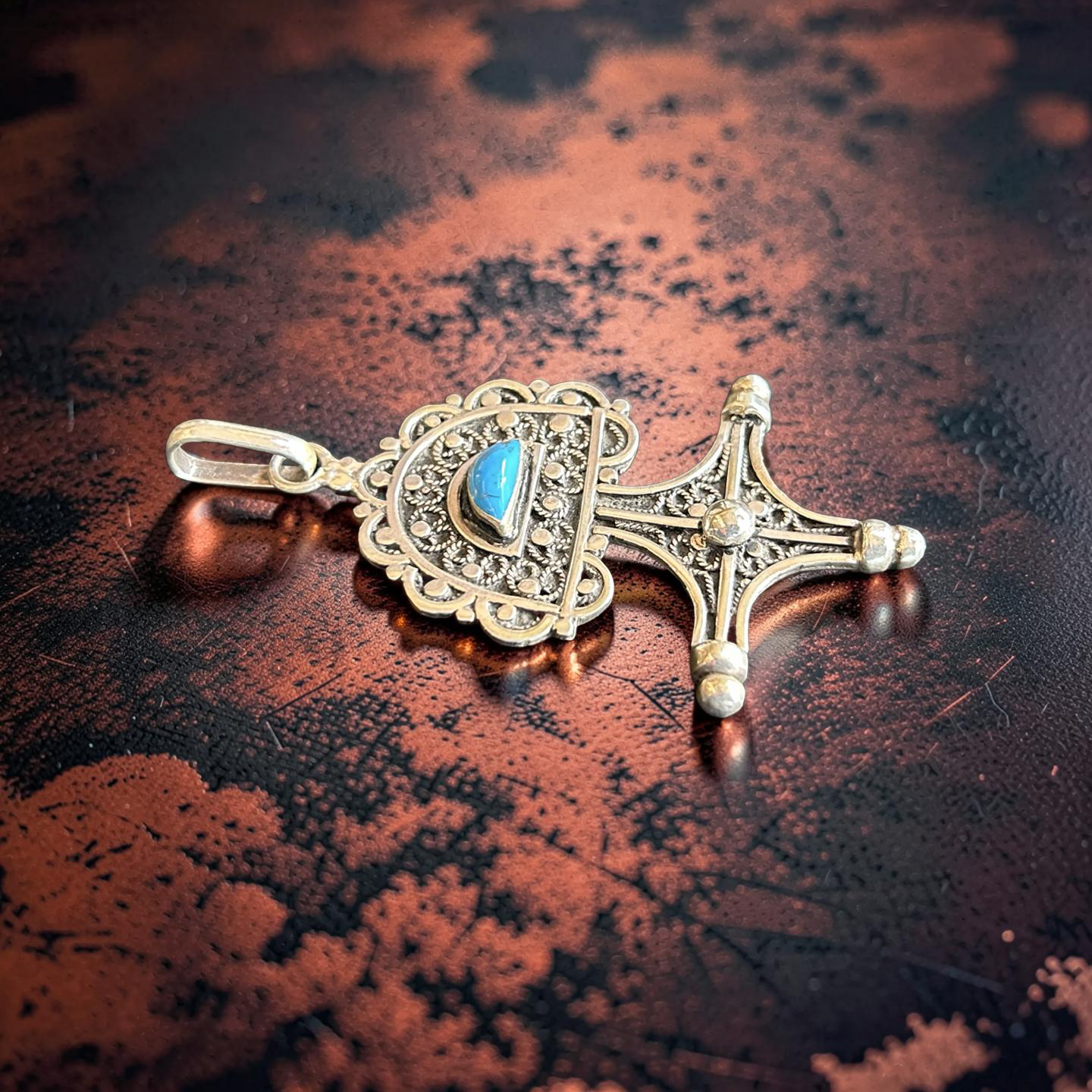 Turquoise Tuareg Cross Pendant