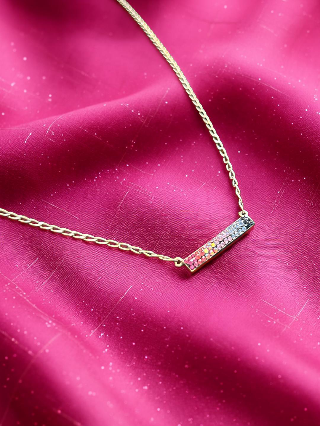 Mosaico Minimalist Pink Crystal Necklace