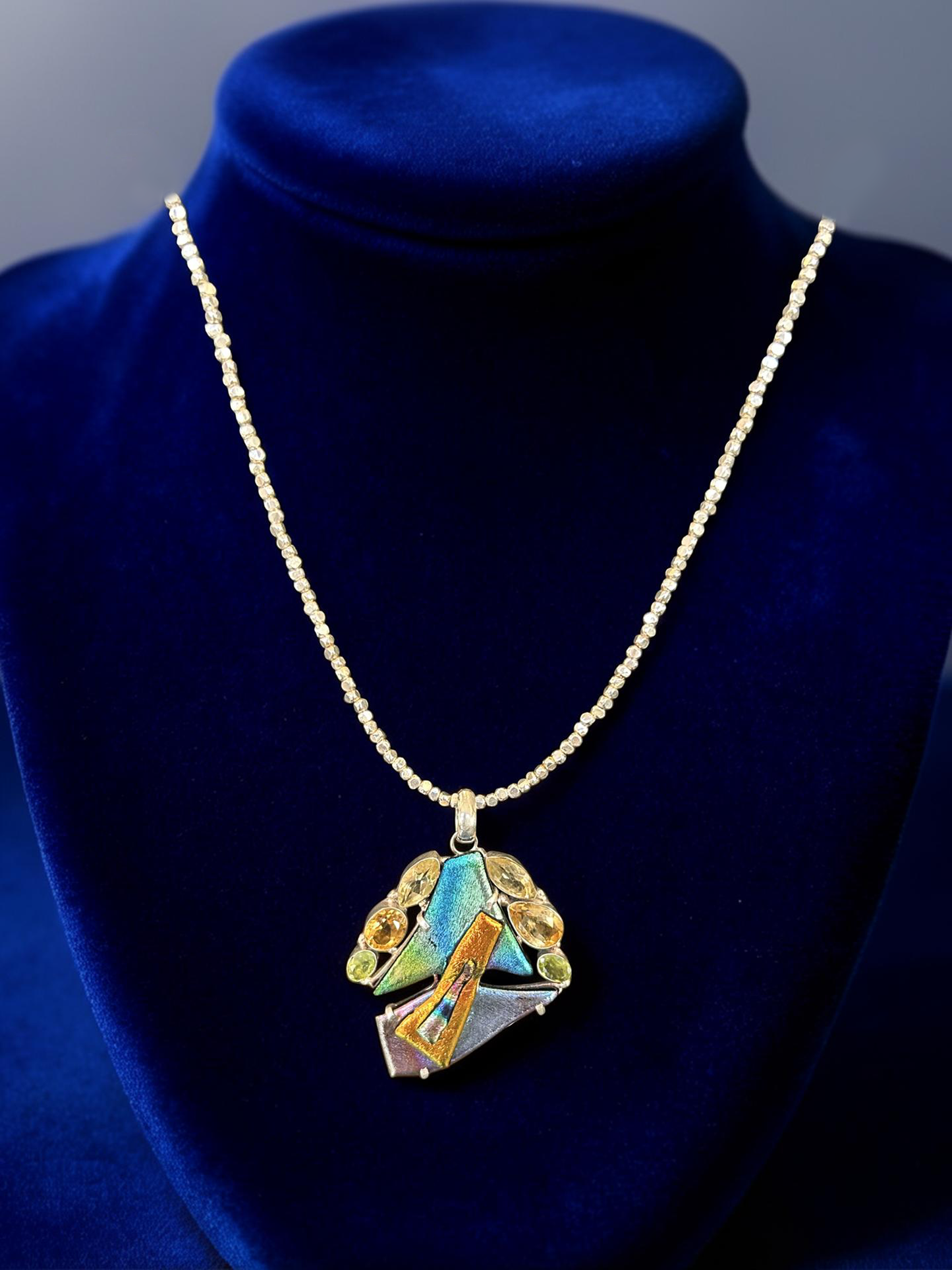 Artistic Geometric Dichroic Glass Pendant