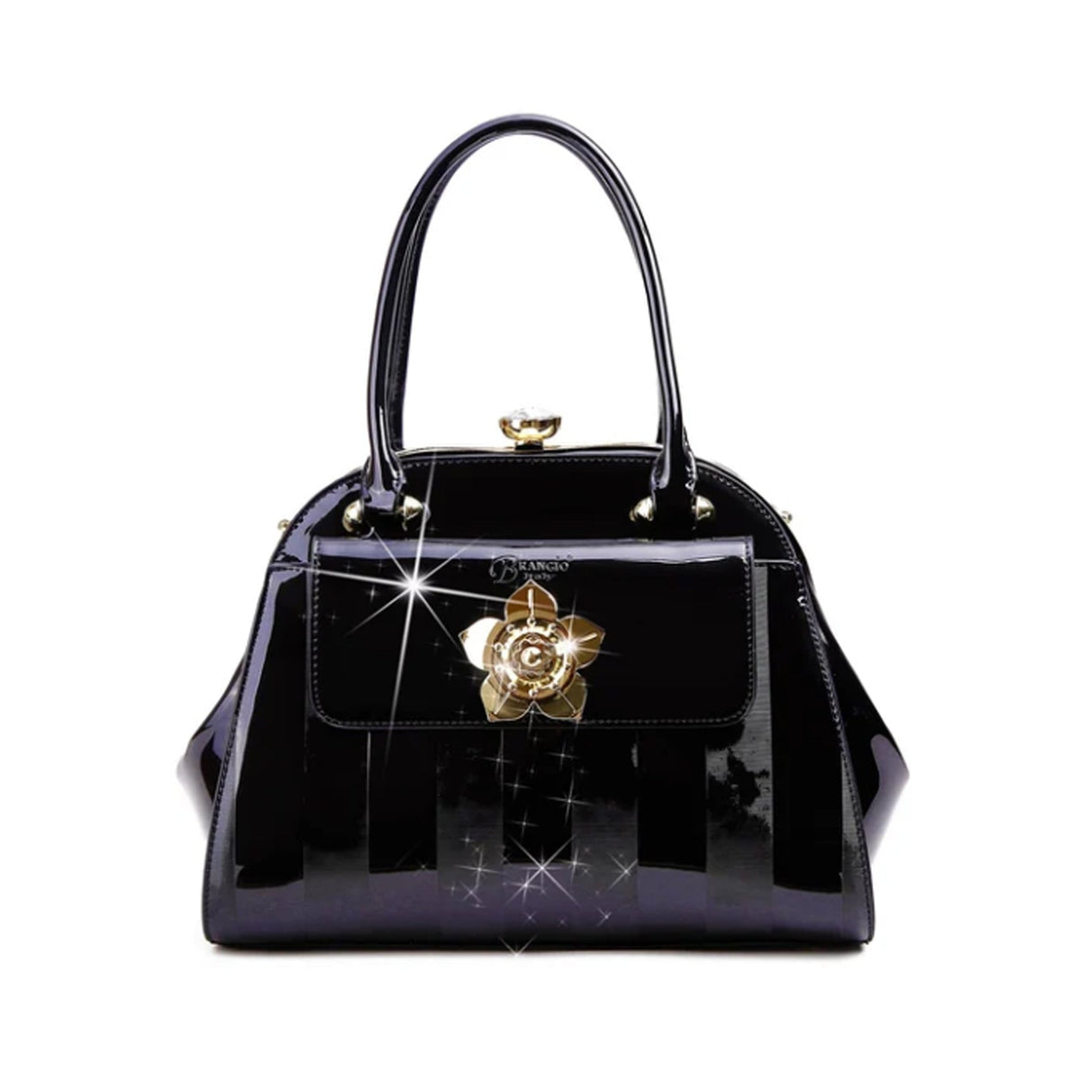 Brangio Patant Leather Flower Handbag