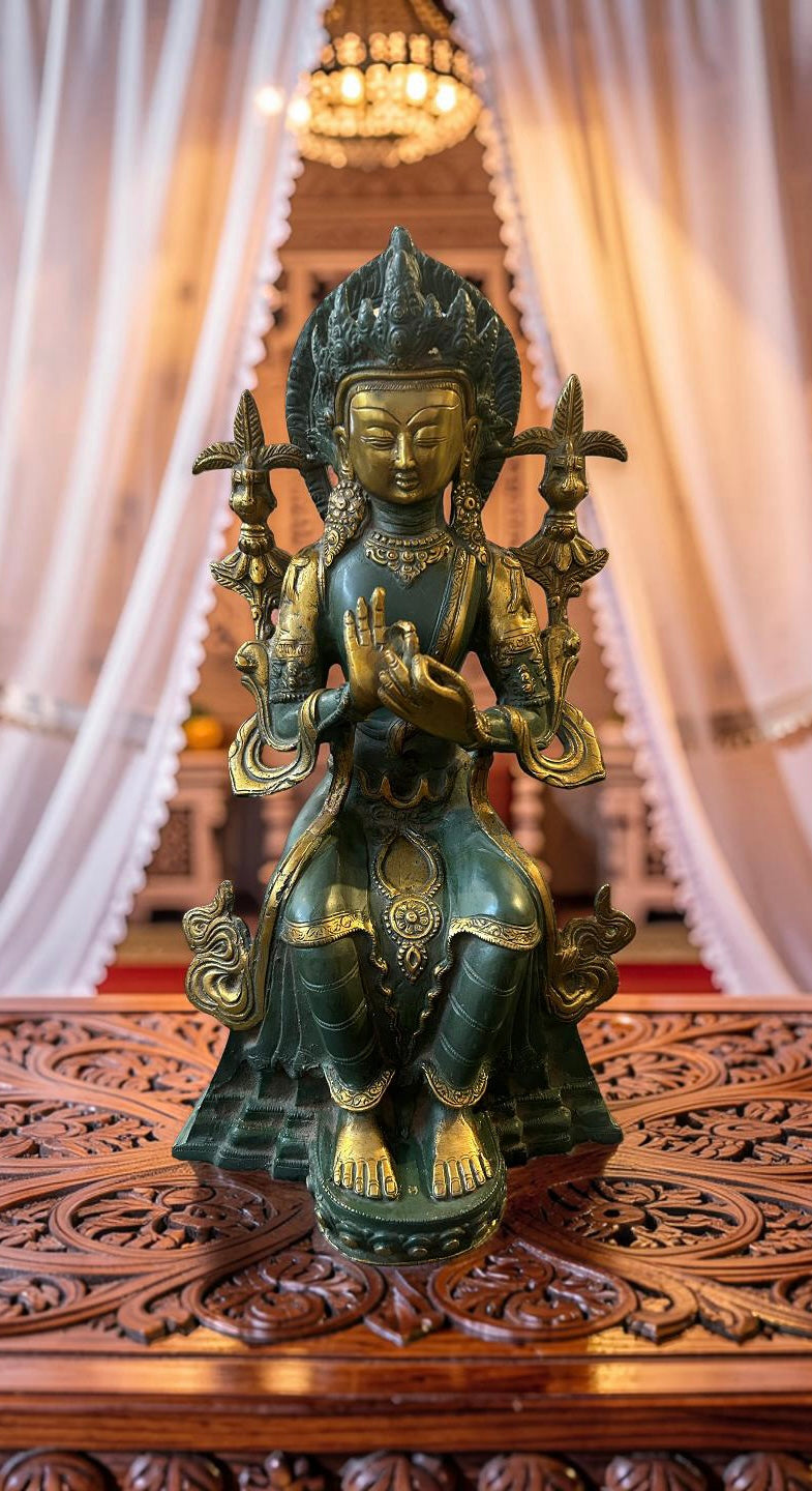 Dharmachakra Crowned Buddha on Throne