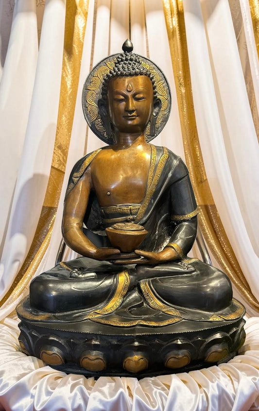 Large Buddha on Lotus Throne Holding Alms Bowl