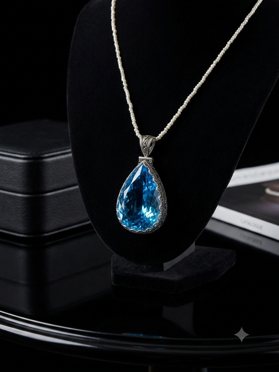 Swiss Blue Topaz Pendant