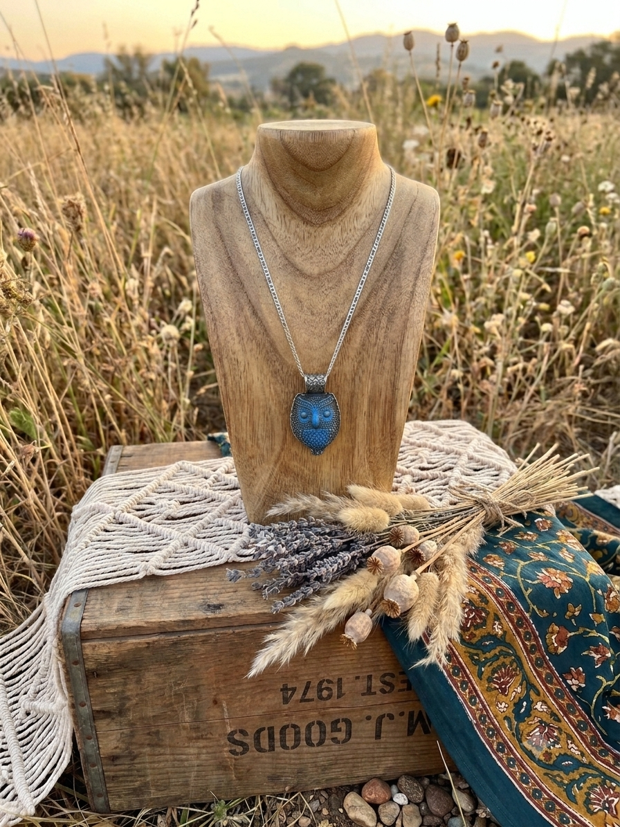 Hand Carved Labradorite Owl