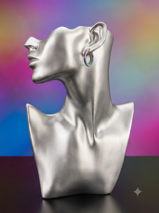 Crystal Hoop Earrings - Purple/Blue