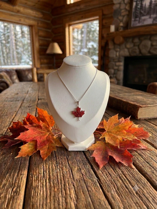 Maple Leaf Austrian Crystal Necklace