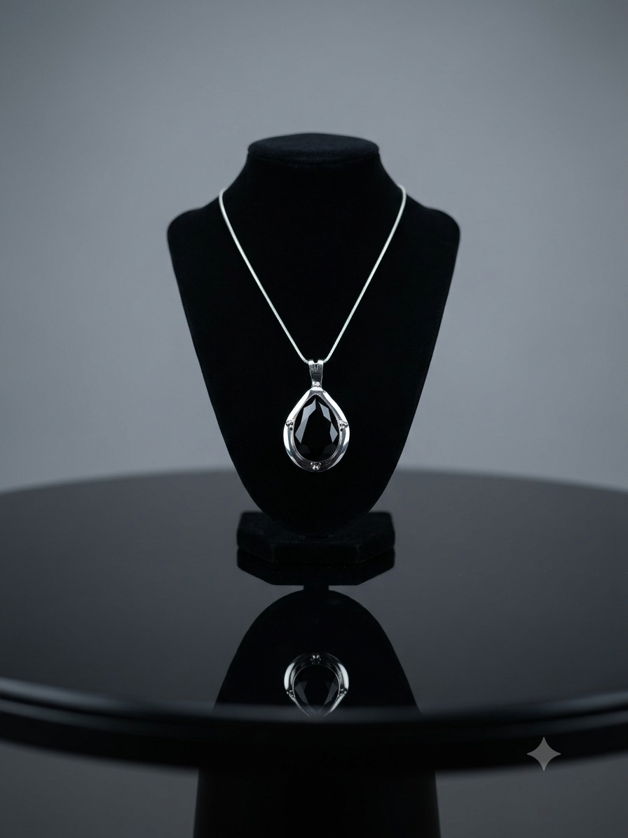 Deep Black - Black Austrian Crystal Pendant