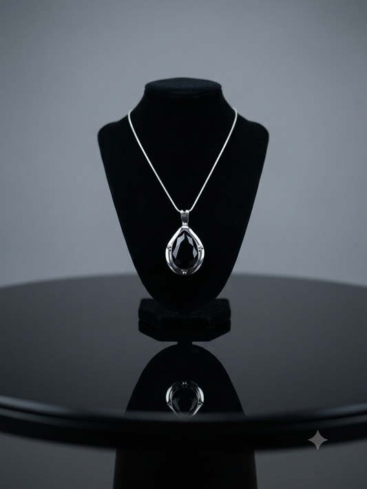 Deep Black - Black Austrian Crystal Pendant