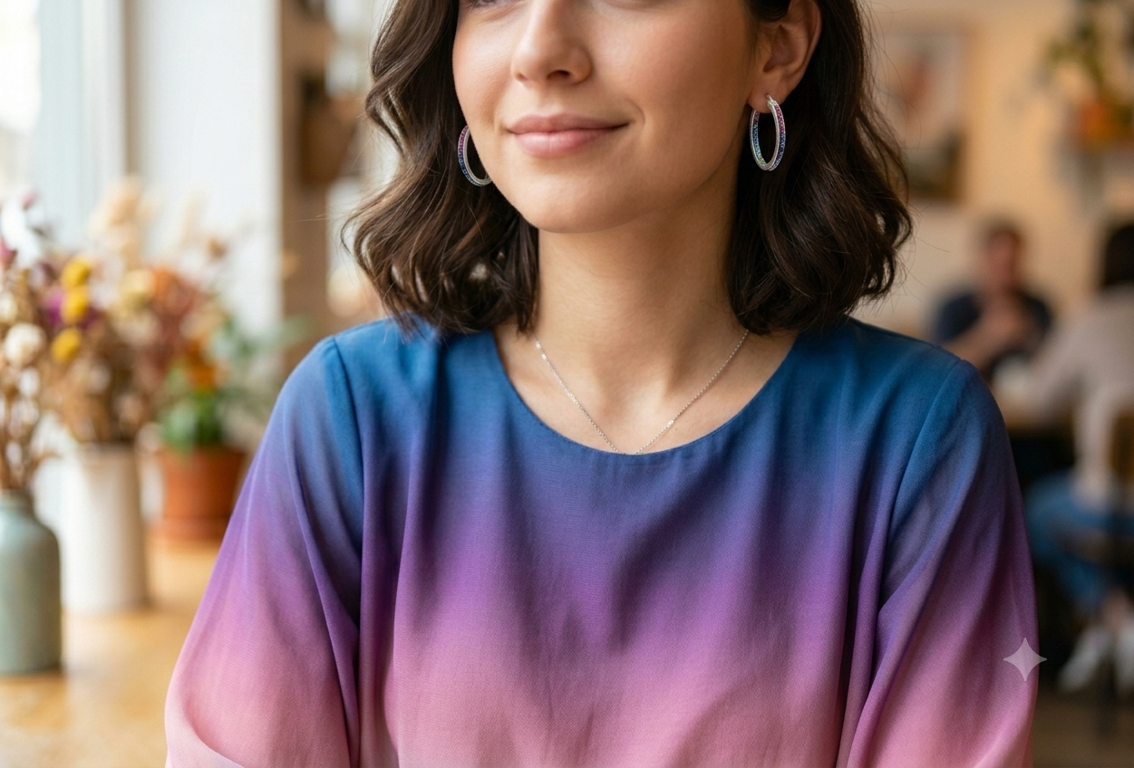 Crystal Hoop Earrings - Purple/Blue