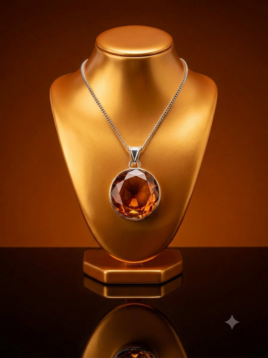 Amber Ocean - Deep Orange Austrian Crystal Pendant