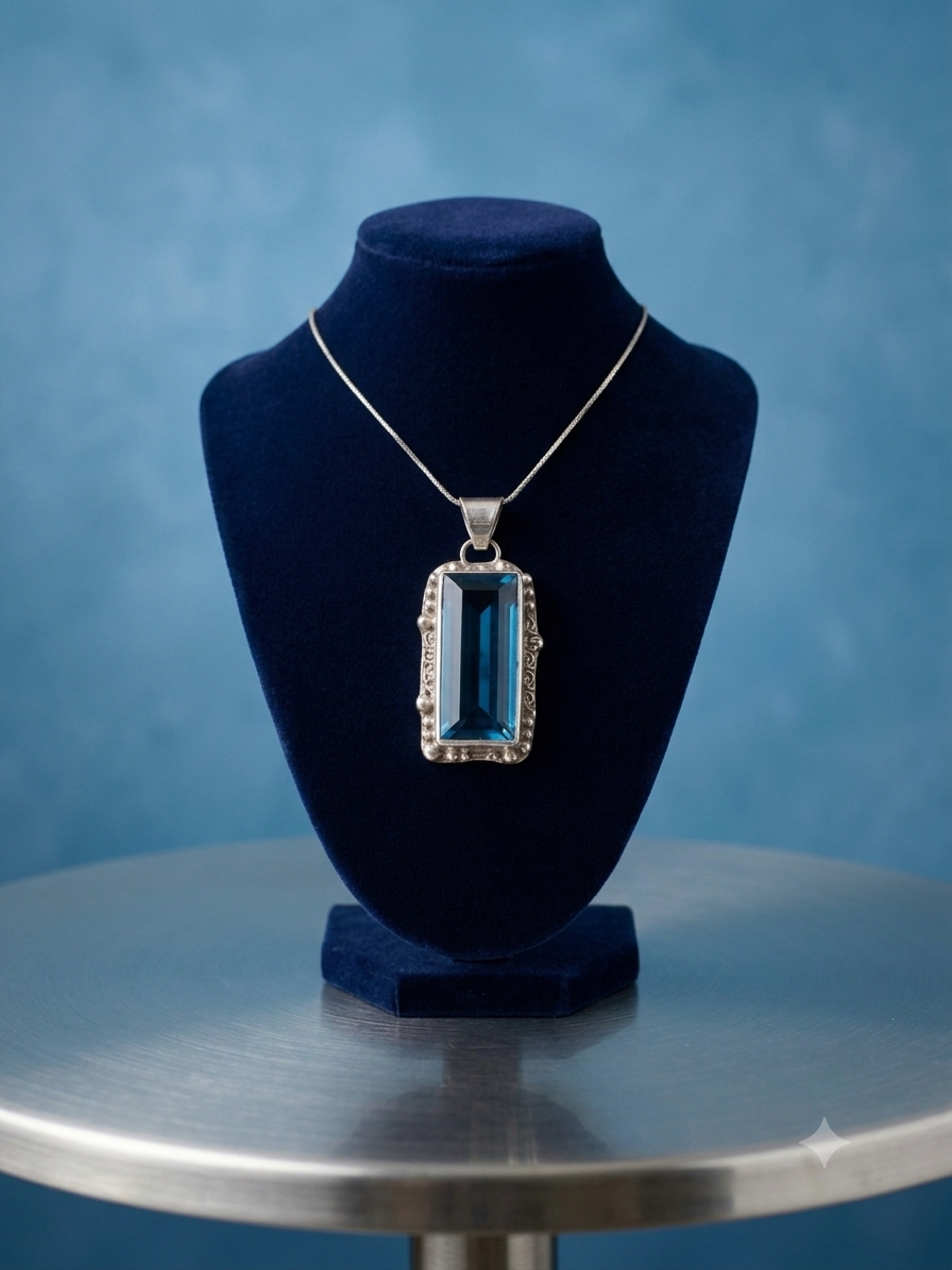 Lagoon Blue - Blue Austrian Crystal Pendant
