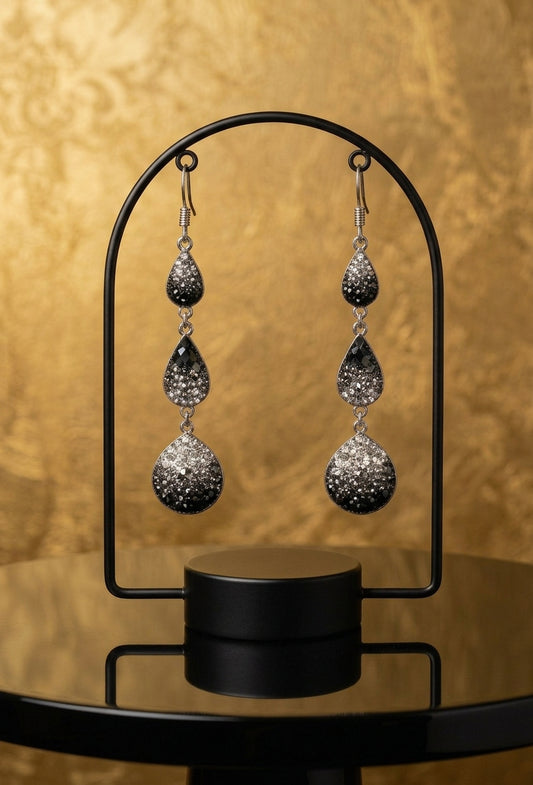 Black and Silver Droplet Dangles