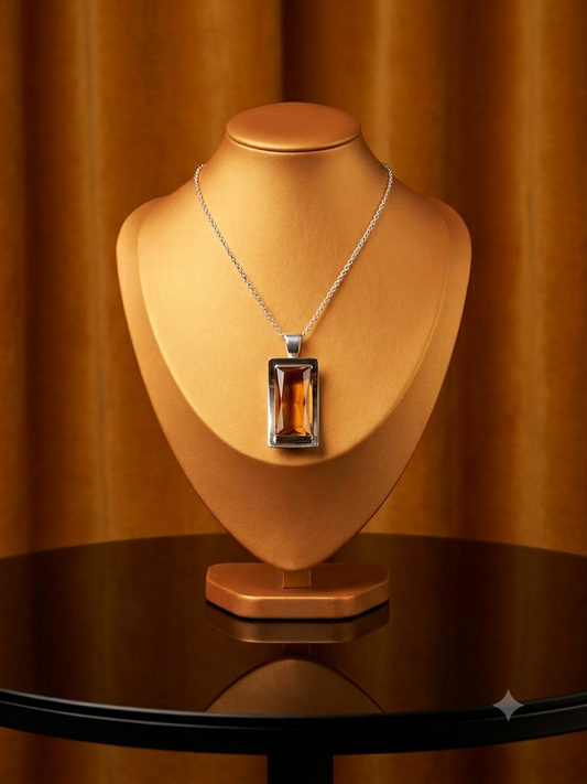 Amber Sunshine - Orange Austrian Crystal Pendant