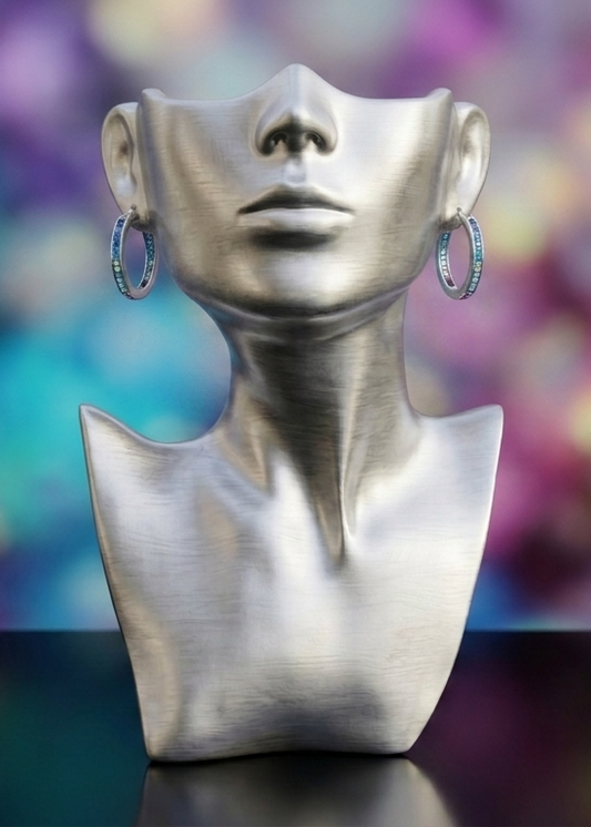 Crystal Hoop Earrings - Blue/Green/Pink