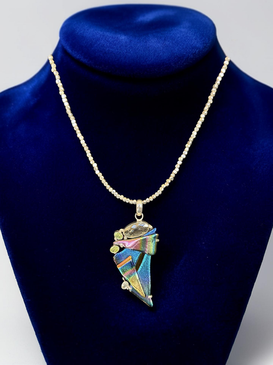 Artistic Linear Dichroic Glass Prendant