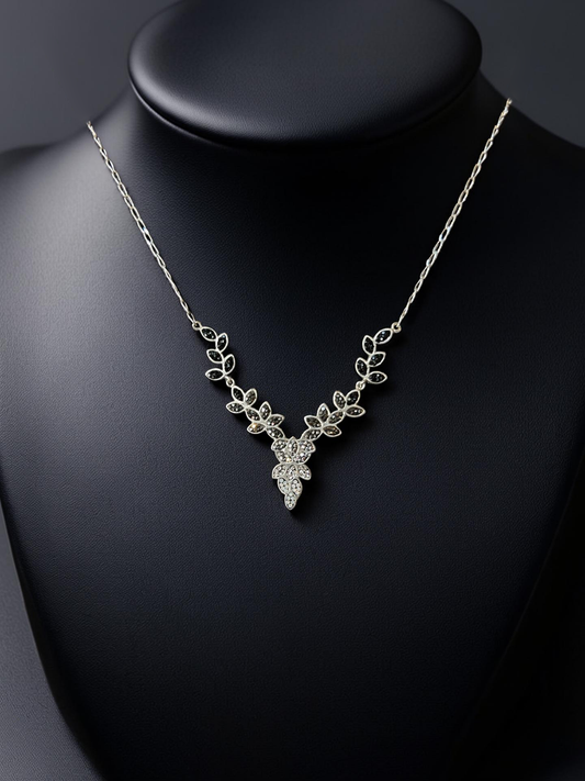 Mosaico Black & Silver Leaf Crystal Necklace