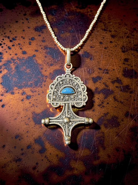 Turquoise Tuareg Cross Pendant
