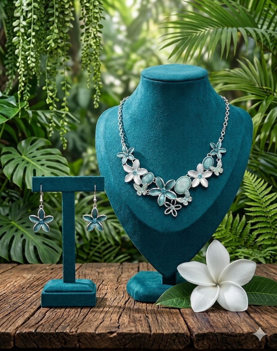 Turquoise Flower & Butterfly Necklace