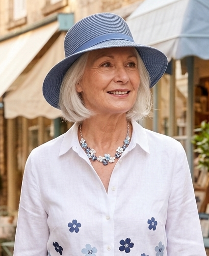 Multi-Blue Floral Necklace