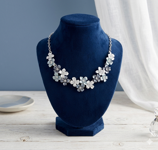 Multi-Blue Floral Necklace