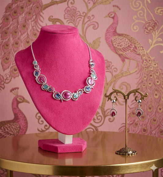 Pink Peacock Necklace