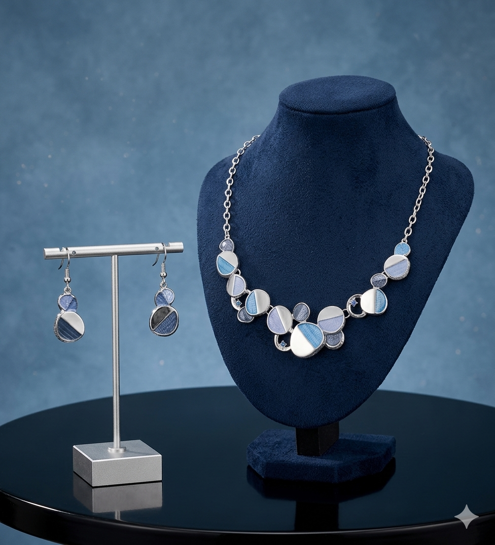Artsy Blue Circle Necklace