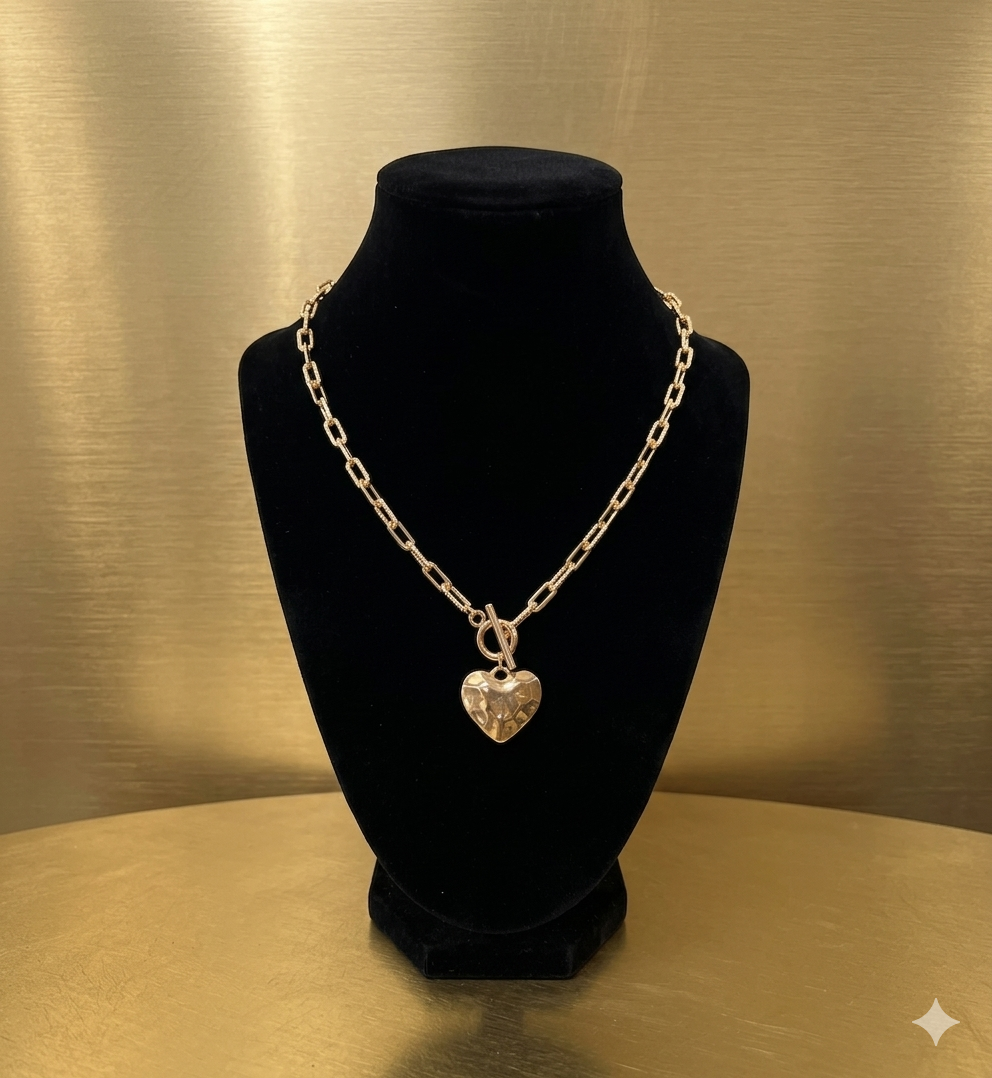 Gold Heart Pendant Necklace