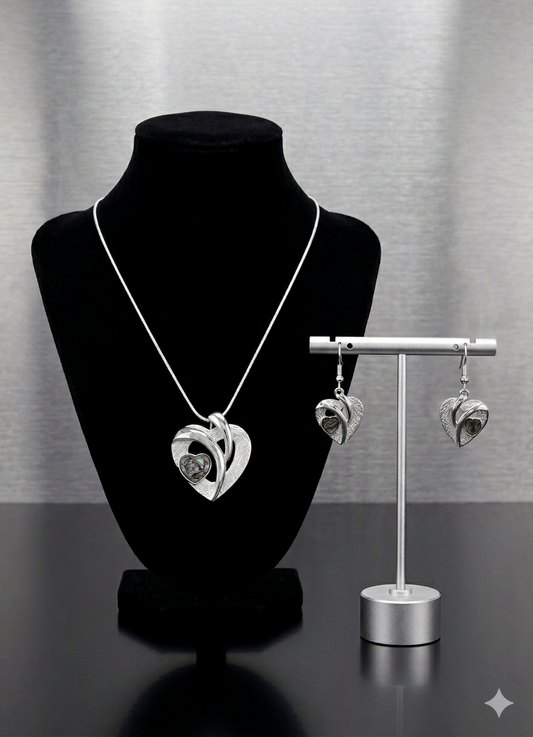 Brushed Metal Heart Necklace