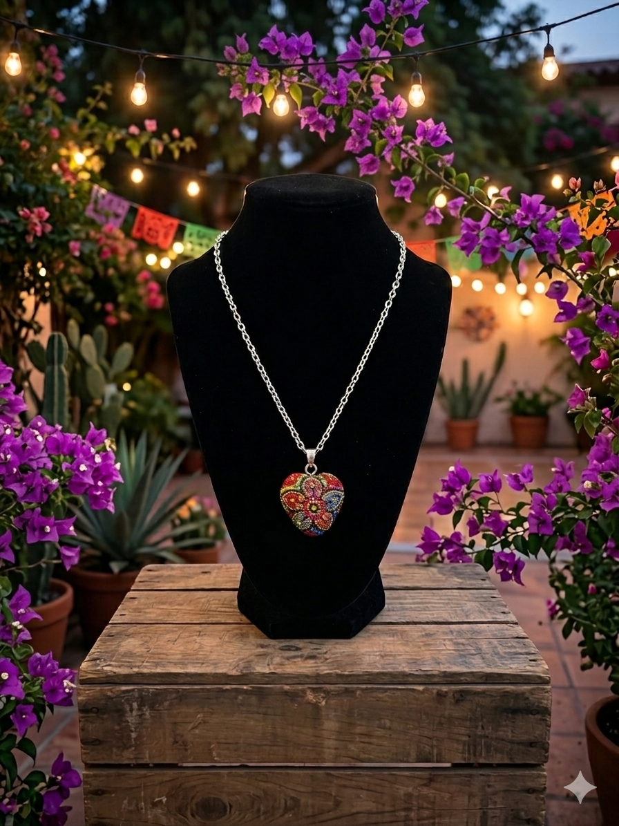 3D Harmony Ball Heart Pendant - Red