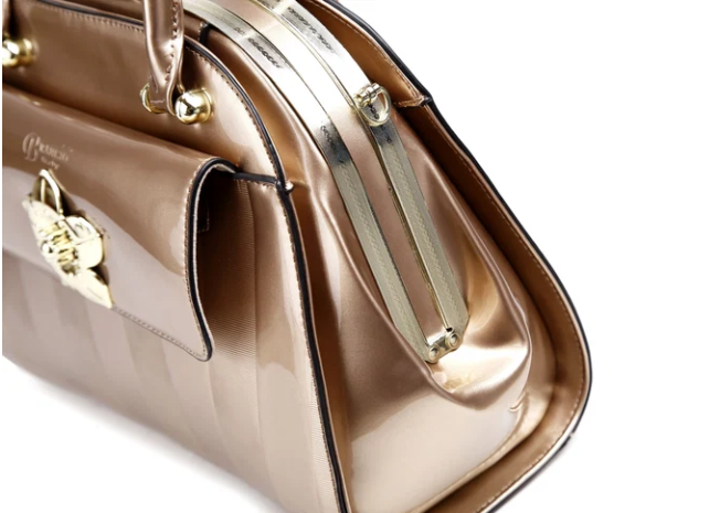 Brangio Patant Leather Flower Handbag