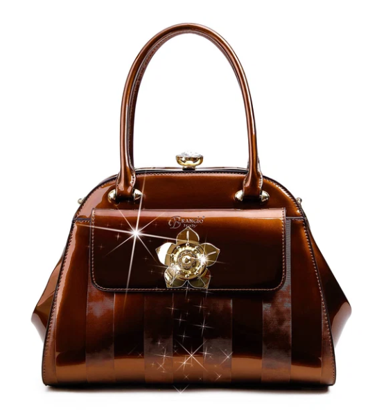 Brangio Patant Leather Flower Handbag