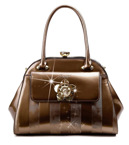Brangio Patant Leather Flower Handbag