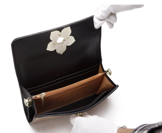 Brangio Patant Leather Flower Clutch