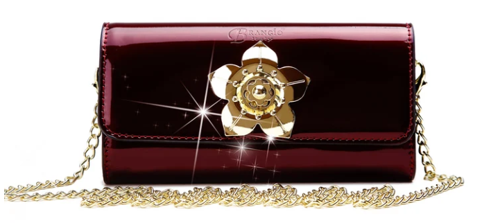 Brangio Patant Leather Flower Clutch