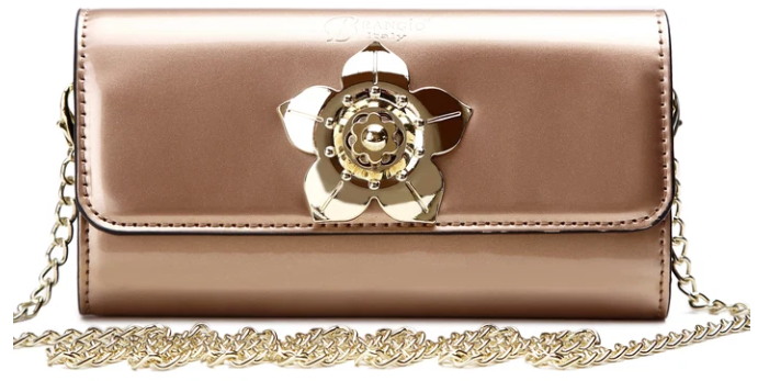 Brangio Patant Leather Flower Clutch